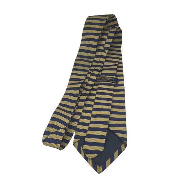 Brooks Brothers Makers | Men’s Black & Gold Striped Silk Necktie (One Size) - Picture 8 of 9